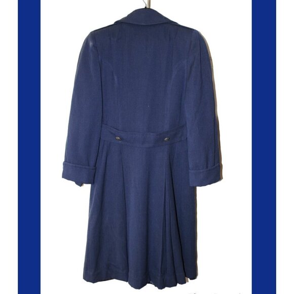 Vintage US Air Force Army 100% Wool Blue Trench Coat Size 14 L Military Heavy - Picture 6 of 12